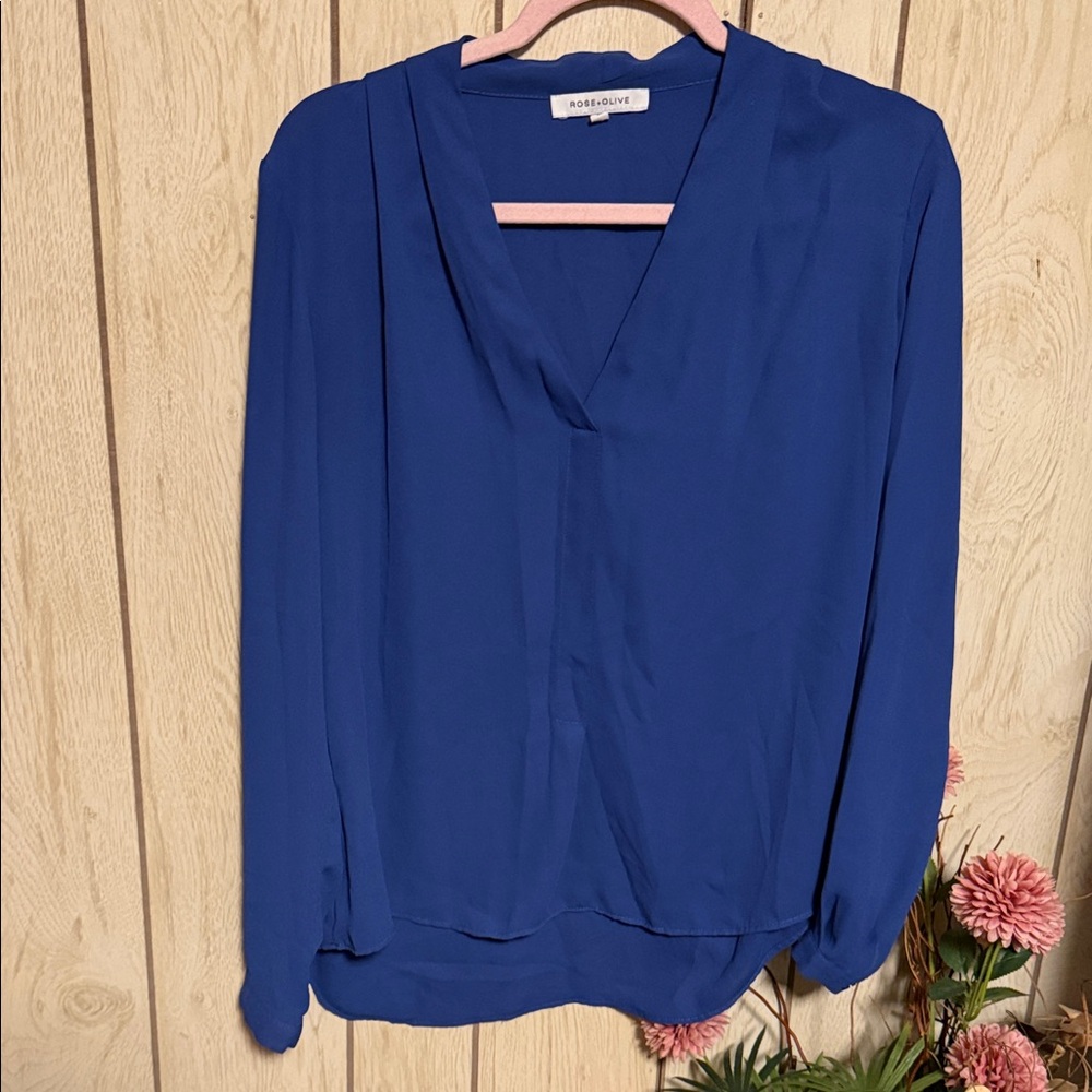 Rose + Olive Blue Blouse